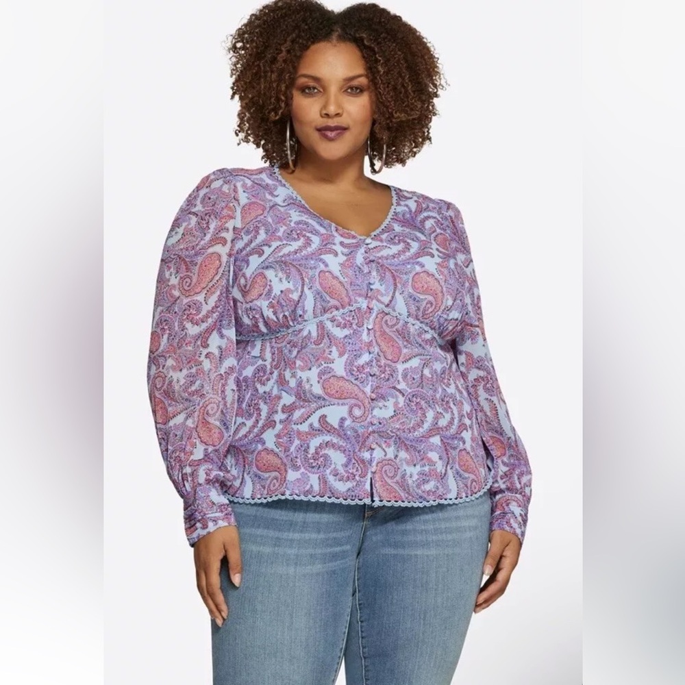 jessica simpson long sleeve Blouse Size 1X